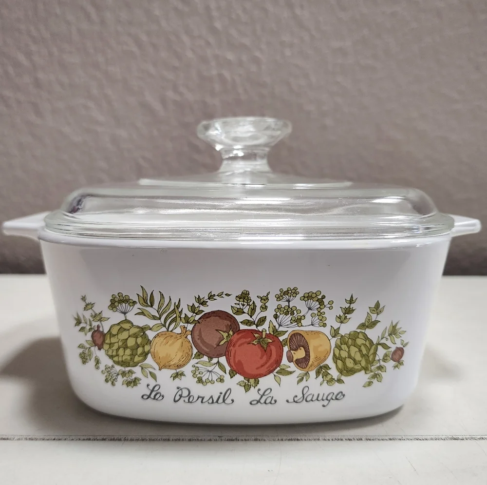 Vintage Corning Ware LE PERSIL LA SAUGE A-1 1/2 -B 1 1/2 w/ Pyrex A 7 C Lid